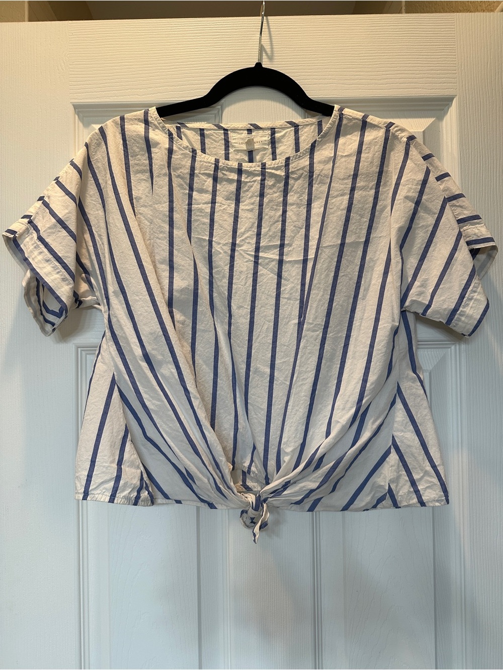 Lou & Grey Blue and White Striped Tie-Front Top
